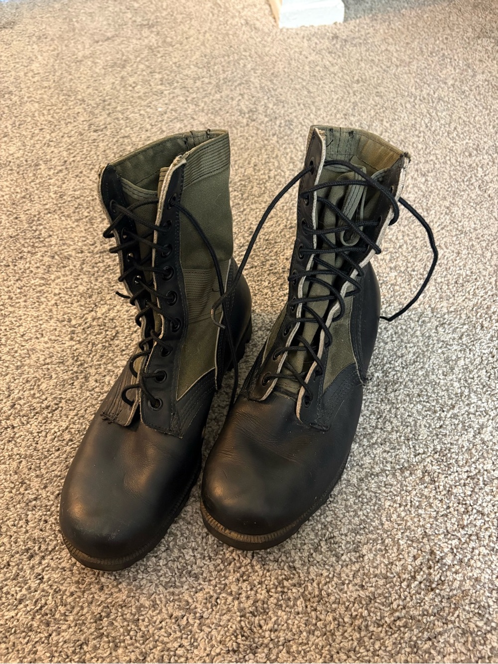 Vintage Ro- Search Men's Black and Olive Tactical Jungle Lace-Up Combat Boots